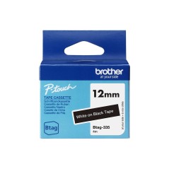 Brother BTAG-335 - Ruban adhésif blanc sur noir, 12 mm de large, non