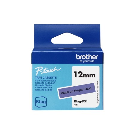 Brother BTAG-F31 – Ruban adhésif noir sur violet, 12 mm de large, non