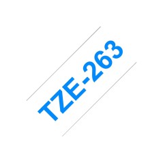 Brother TZE-263 ruban d'étiquette Bleu sur blanc