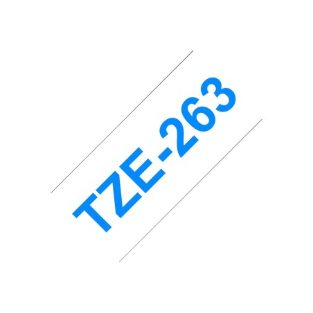 Brother TZE-263 ruban d'étiquette Bleu sur blanc