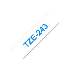 Brother TZE-243 ruban d'étiquette Bleu sur blanc