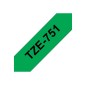 Brother TZE-751 ruban d'étiquette Noir sur vert