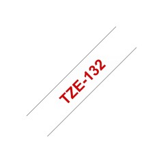 Brother TZE-132 ruban d'étiquette Rouge sur transparent