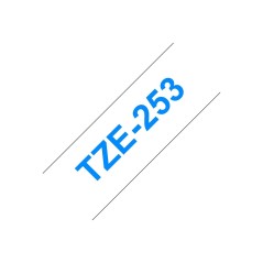 Brother TZE-253 ruban d'étiquette Bleu sur blanc