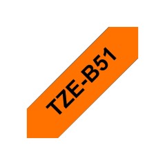 Brother TZE-B51 ruban d'étiquette Noir sur fond orange fluorescent