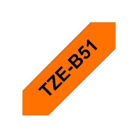 Brother TZE-B51 ruban d'étiquette Noir sur fond orange fluorescent