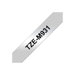 Brother TZE-M931 ruban d'étiquette Noir sur argent