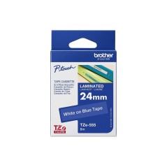Brother TZE-555 ruban d'étiquette Blanc sur bleu