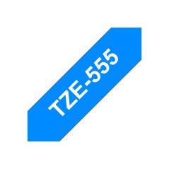 Brother TZE-555 ruban d'étiquette Blanc sur bleu