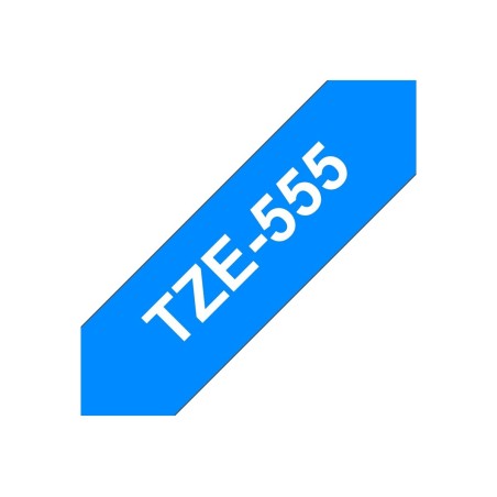 Brother TZE-555 ruban d'étiquette Blanc sur bleu
