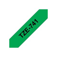 Brother TZE-741 ruban d'étiquette Noir sur vert TZ
