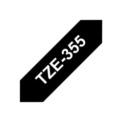 Brother TZE-355 ruban d'étiquette Blanc sur noir