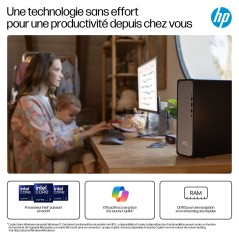 HP OmniDesk Slim Desktop S03-0033nf PC 300 8 Go DDR5-SDRAM 256 Go SSD Windows 11 Home Tower Argent