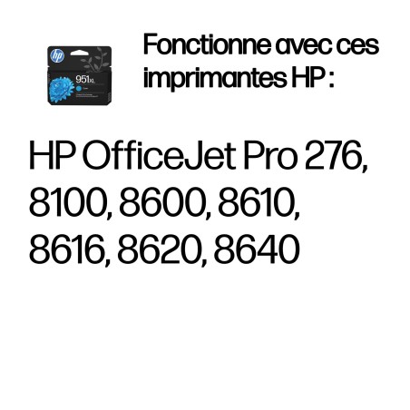 HP 951XL cartouche d'encre cyan grande capacité authentique