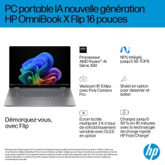 HP E0AS5EA laptop Copilot+ PC AMD Ryzen AI 7 350 40,6 cm (16") Écran tactile 2K 24 Go LPDDR5x-SDRAM 512 Go SSD Wi-Fi 7
