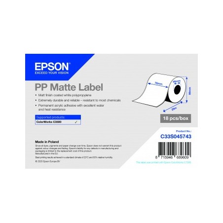 Epson C3500 pour étiquettes PP mates, à rouleau continu