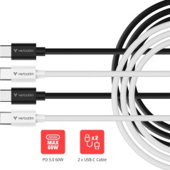 Verbatim 32391 câble USB USB 2.0 1 m USB C 0,48 Gbit s 60 W Noir, Blanc