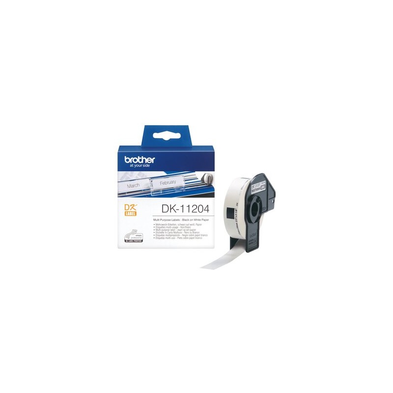 Brother DK-11204 - Rouleau d'étiquettes original – Noir sur blanc, 17 x 54 mm Brother DK-11204 - Rouleau d'étiquettes original – Noir sur blanc, 17 x 54 mm