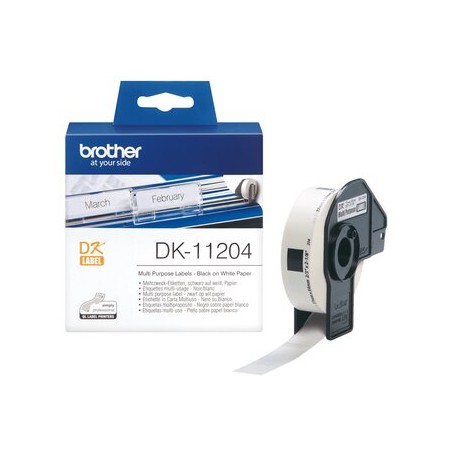 Brother DK-11204 - Rouleau d'étiquettes original – Noir sur blanc, 17