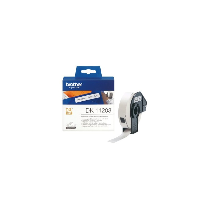 Brother DK-11203 Rouleau d'étiquettes - original – Noir sur blanc, 17 x 87 mm Brother DK-11203 Rouleau d'étiquettes - original – Noir sur blanc, 17 x 87 mm