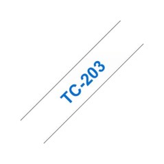 Brother TC-203 ruban d'étiquette Bleu sur blanc