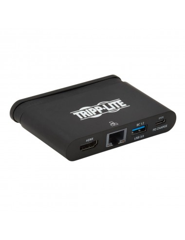 Tripp Lite U444-T6N-H4GUBC Adaptador Multipuerto USB-C, 4K HDMI, Puerto USB-A, GbE, Cable con Guardado Automático y PD 3.0 de