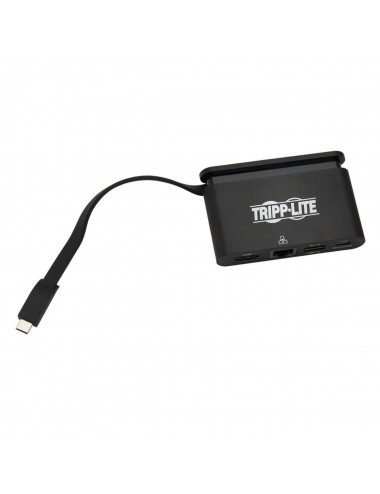 Tripp Lite U444-T6N-H4GUBC Adaptador Multipuerto USB-C, 4K HDMI, Puerto USB-A, GbE, Cable con Guardado Automático y PD 3.0 de