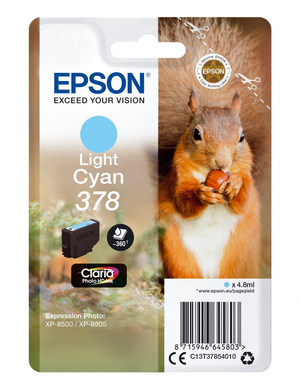 Epson Squirrel Singlepack Light Cyan 378 Claria Photo HD Ink