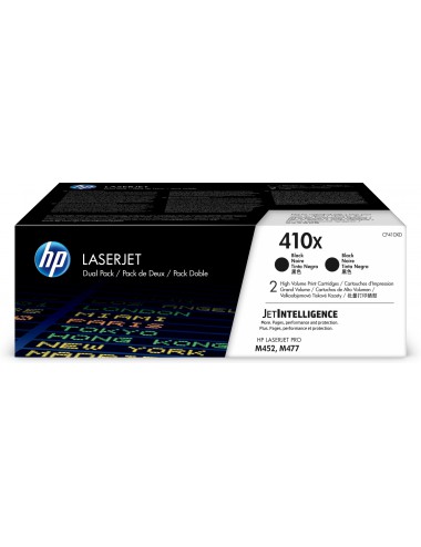 HP 410X LaserJet, lot de 2 cartouches de toner grande capacité authentiques, noir