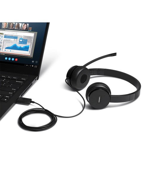 Lenovo 4XD0X88524 écouteur casque Avec fil Arceau Bureau Centre d'appels Noir