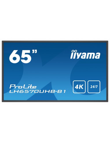 iiyama LH6570UHB-B1 affichage de messages Écran plat de signalisation numérique 163,8 cm (64.5") VA 700 cd m² 4K Ultra HD Noir