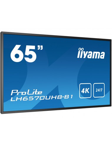 iiyama LH6570UHB-B1 affichage de messages Écran plat de signalisation numérique 163,8 cm (64.5") VA 700 cd m² 4K Ultra HD Noir