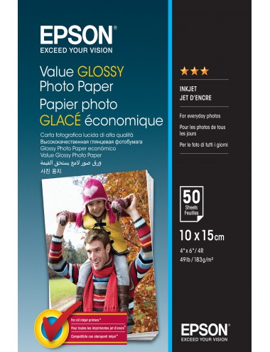 Epson Value Glossy Photo Paper - 10x15cm - 50 Feuilles