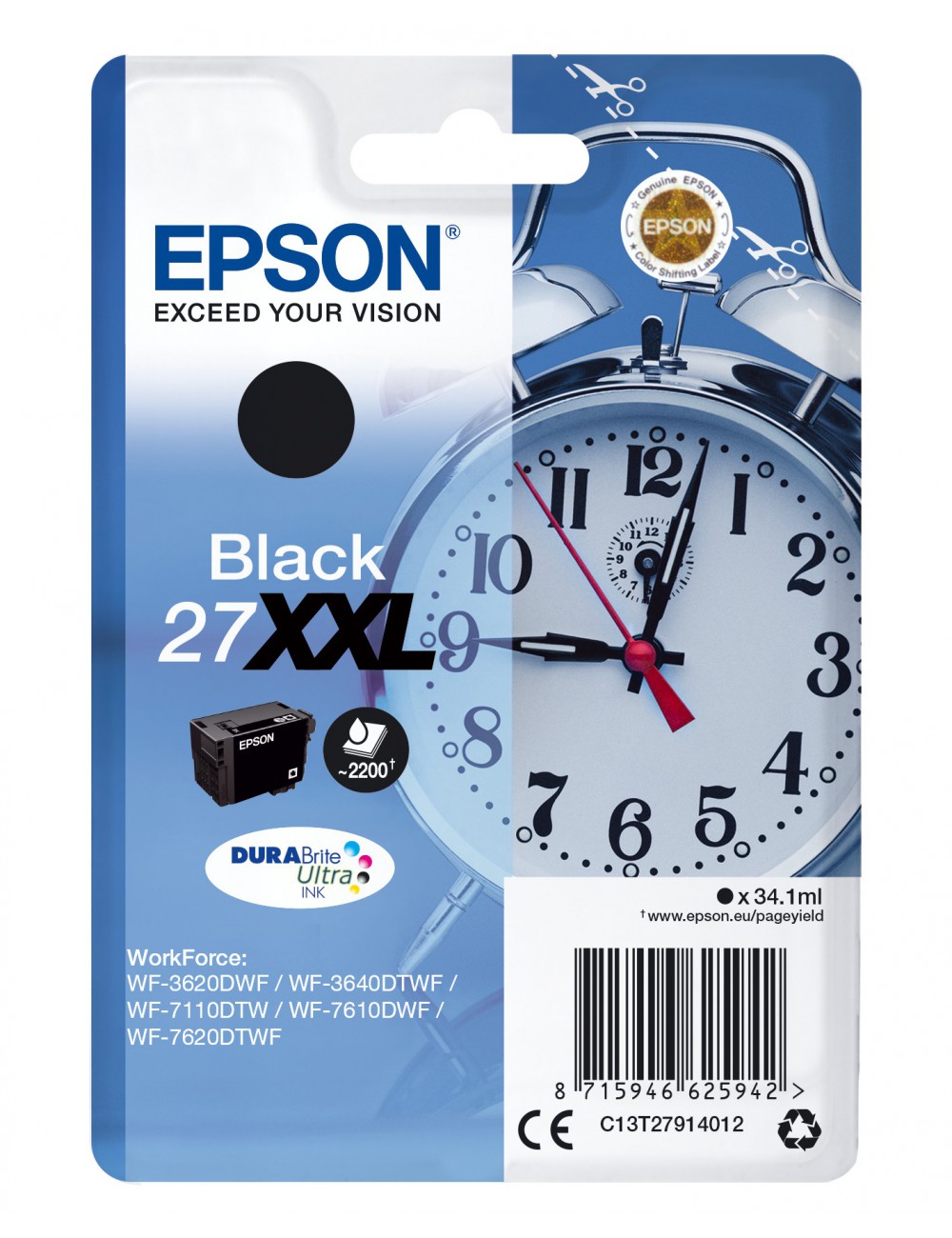 Epson Alarm clock Cartuccia Sveglia Nero Inchiostri DURABrite Ultra 27XXL