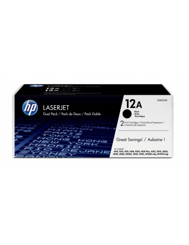 HP Pack de ahorro de 2 cartuchos de tóner original LaserJet 12A negro