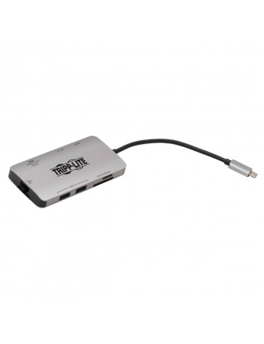 Tripp Lite U442-DOCK5-GY Estación de Conexión USB C - 4K HDMI, USB 3.2 Gen 1, Hub USB A, GbE, Tarjeta de Memoria, Carga PD de