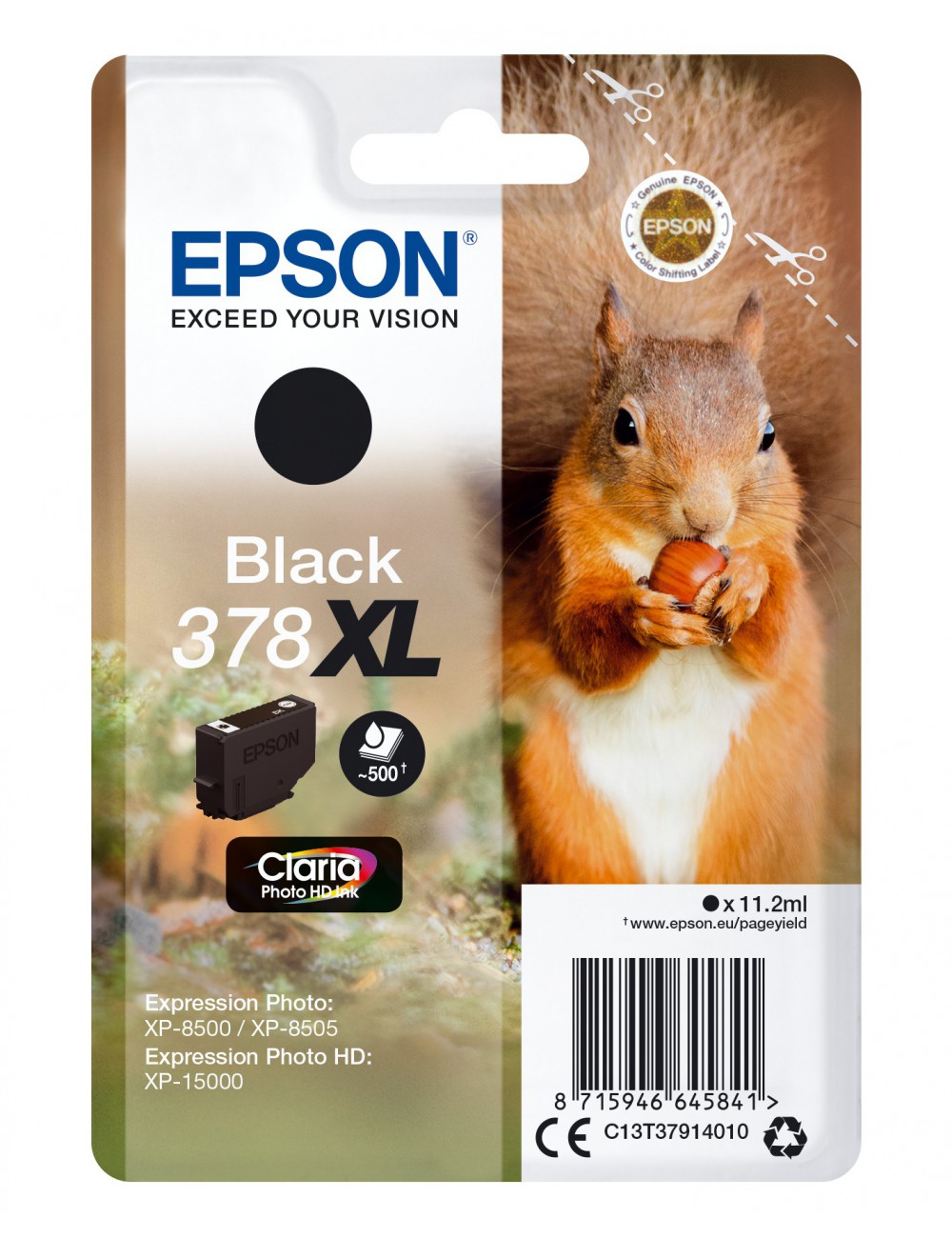 Epson Squirrel Singlepack Black 378XL Claria Photo HD Ink