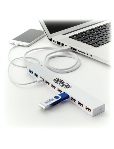 Tripp Lite Hub Combinado de 10 Puertos USB 3.0 USB 2.0 - USB de Carga, 2 Puertos USB 3.0 y 8 USB 2.0