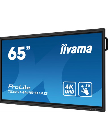 iiyama TE6514MIS-B1AG affichage de messages Écran plat interactif 165,1 cm (65") LCD Wifi 435 cd m² 4K Ultra HD Noir Écran