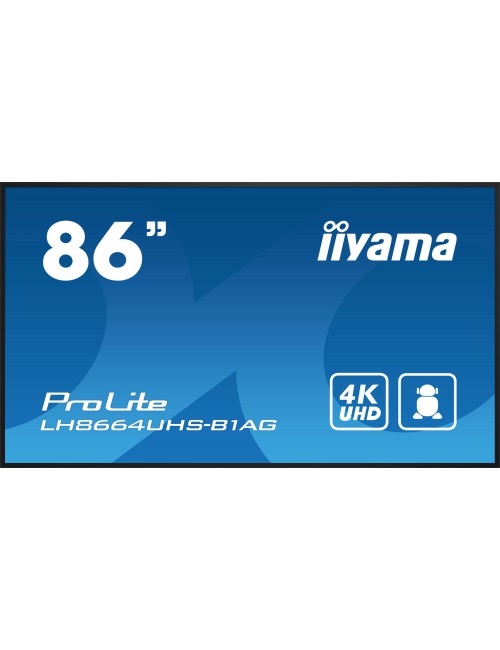 iiyama PROLITE Pizarra de caballete digital 2,18 m (86") LED Wifi 500 cd m² 4K Ultra HD Negro Procesador incorporado Android