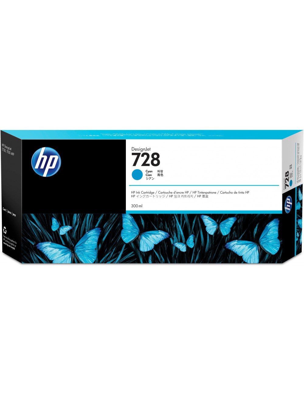 HP Cartucho de tinta DesignJet 728 cian de 300 ml