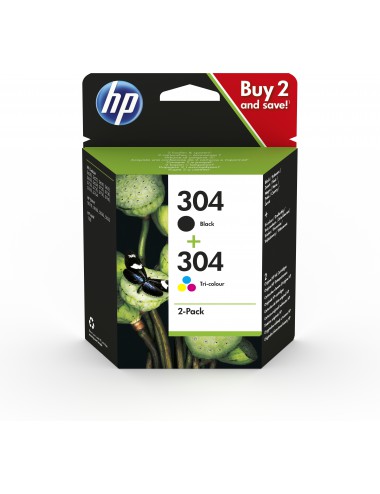 HP Pack de 2 cartouches authentiques d'encre noire trois couleurs 304