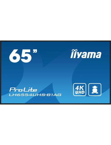 iiyama LH6554UHS-B1AG affichage de messages Écran plat de signalisation numérique 165,1 cm (65") LCD Wifi 500 cd m² 4K Ultra HD