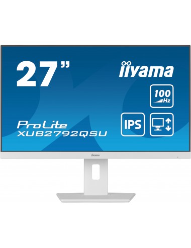 iiyama ProLite XUB2792QSU-W6 Monitor PC 68,6 cm (27") 2560 x 1440 Pixel Wide Quad HD LED Bianco