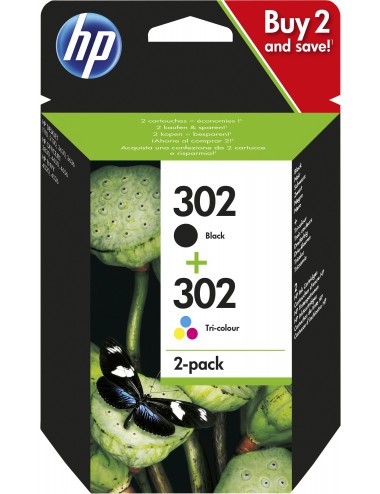 HP Pack de 2 cartouches d'encre noire 3 couleurs authentiques 302