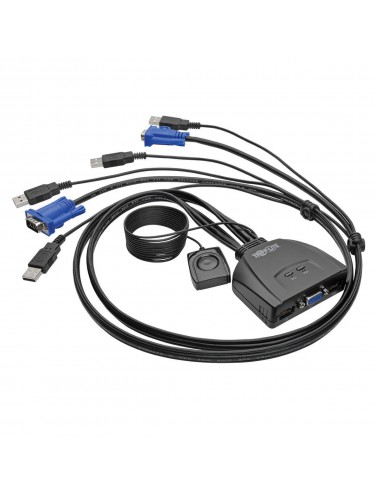 Tripp Lite B032-VU2 Cable KVM USB VGA de 2 Puertos con cables y USB para Compartir Perifericos