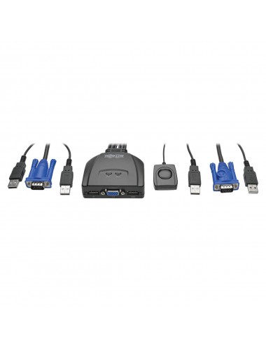 Tripp Lite B032-VU2 Cable KVM USB VGA de 2 Puertos con cables y USB para Compartir Perifericos