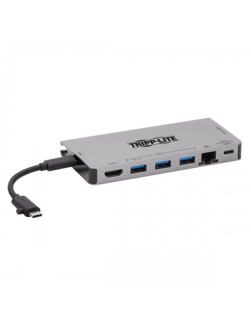 Tripp Lite U442-DOCK5D-GY Estación de Conexión USB C - 4K HDMI, USB 3.2 Gen 1, Hub USB A, GbE, Tarjeta de Memoria, Carga PD de