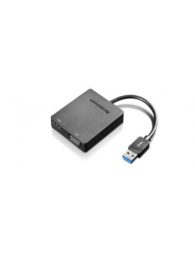 Lenovo Universal USB 3.0 to VGA HDMI Adaptador gráfico USB Negro