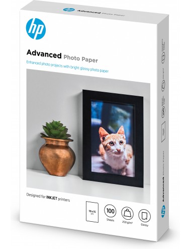 HP Papier photo à finition glacée Advanced, 250 g m2, 10 x 15 cm (101 x 152 mm), 100 feuilles